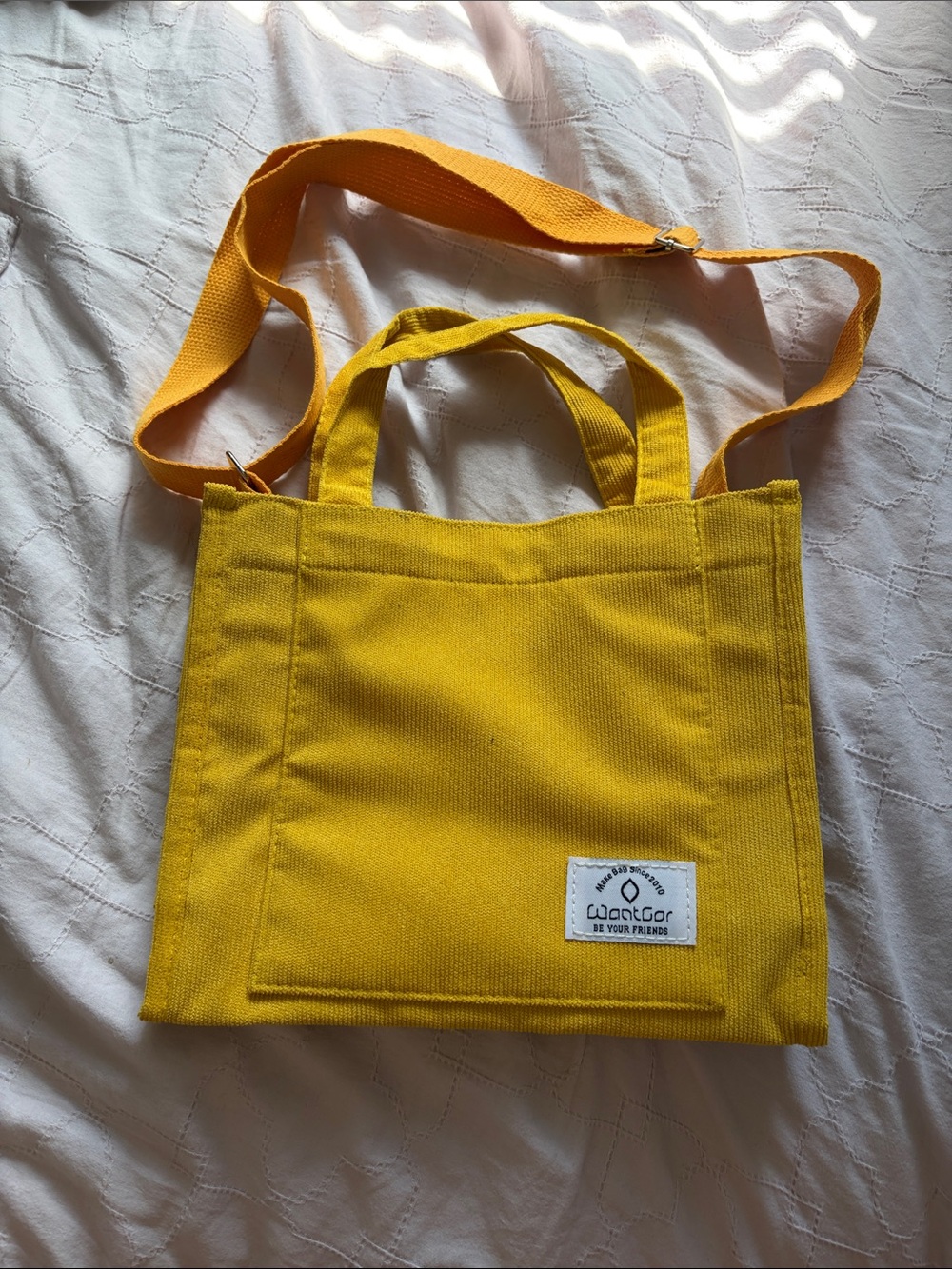 Yellow Canvas Tote Bag with Adjustable Strap